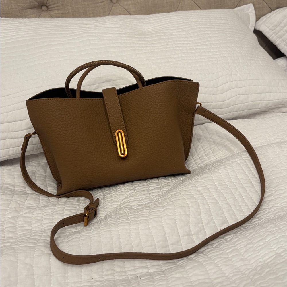 Brown Handbag with Gold turn clasp
